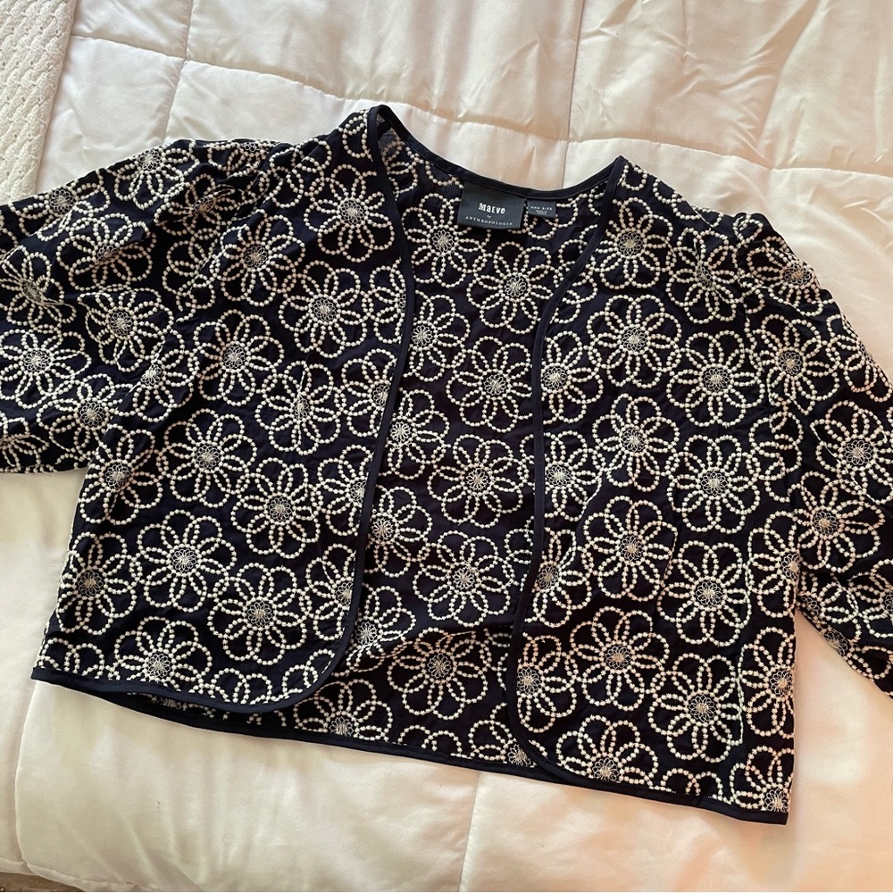 Anthropologie (Maeve) Light Embroidered Crop Jacket
